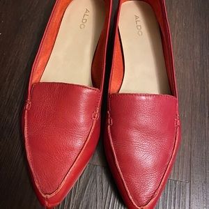 Red pointed toe flats